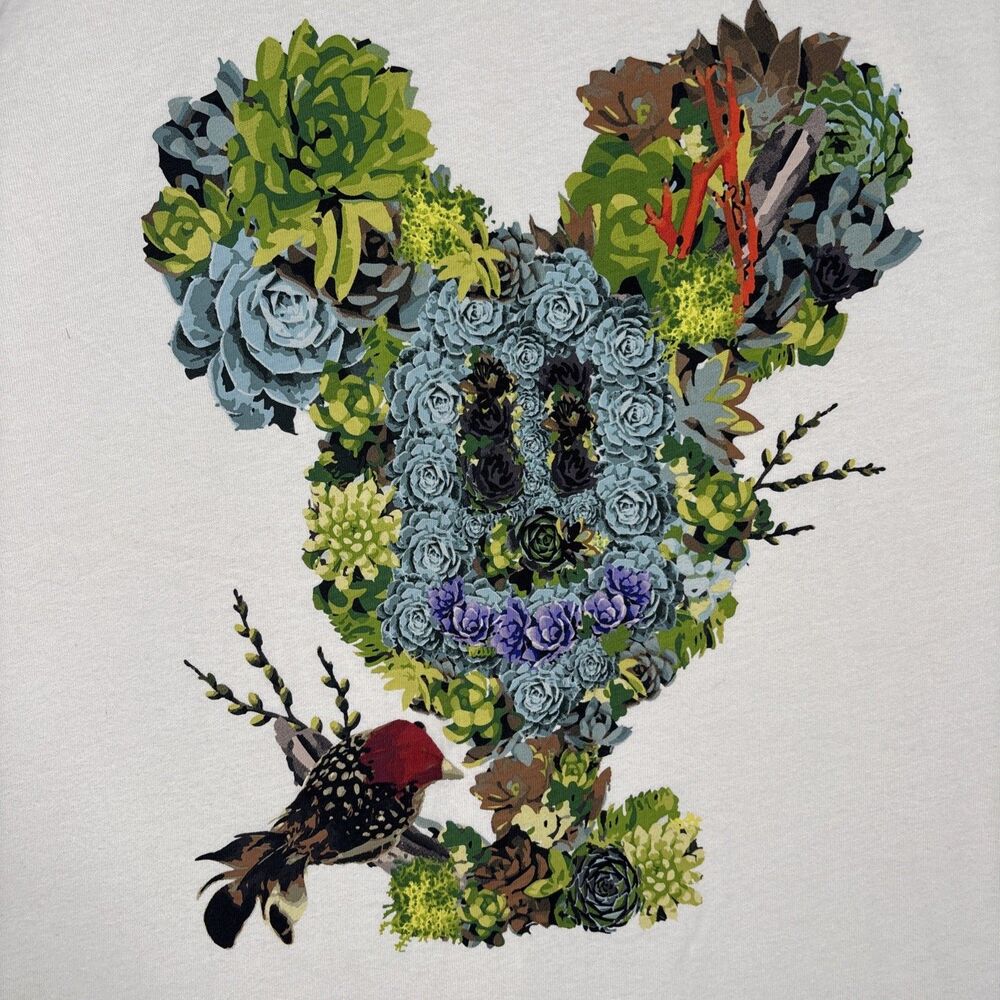 Uniqlo X Disney Off White XL T Shirt Flower Mickey Mouse Garden Magic For All - Picture 2 of 11